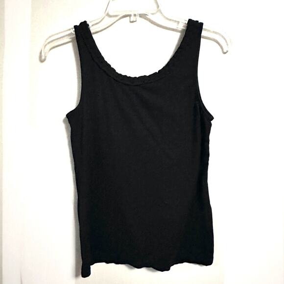 Banana Republic Black Ruffled Trim Sleeveless Tank Top Womens Small - Picture 2 of 5
